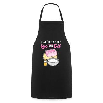 Just Give Me The Lye & Oil Soap Making Soap - Cooking Apron - black - Front - AI Model Male 185 dark (185cm)