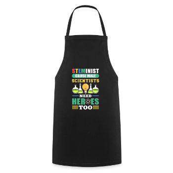 Cause steministe Les scientifiques masculins ont aussi besoin d’héores - Tablier de cuisine - noir - Devant - AI Model Male 185 dark (185cm)