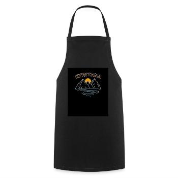 Montana Mountains Design für stolze Montaner - Kochschürze - Schwarz - Vorne - AI Model Male 185 dark (185cm)