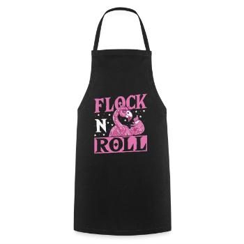 Flock n Roll Flamingo Rock and Roll - Kochschürze - Schwarz - Vorne - AI Model Male 185 dark (185cm)