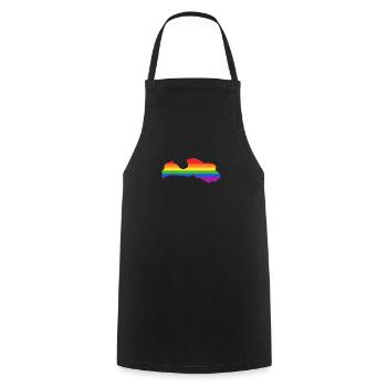 Lettland Regenbogenflagge für stolze LGTBQ Letten - Kochschürze - Schwarz - Vorne - AI Model Male 185 dark (185cm)