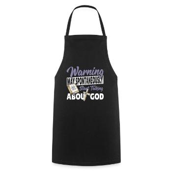 Peut spontanément commencer à parler de Dieu Pasteur - Tablier de cuisine - noir - Devant - AI Model Male 185 dark (185cm)