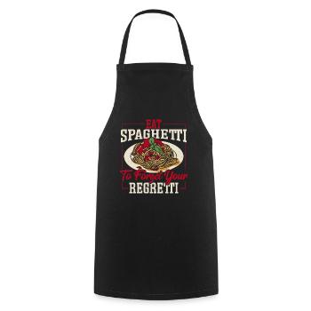 Eat Spaghetti To Forget Your Regretti Pasta - Cooking Apron - black - Front - AI Model Male 185 dark (185cm)