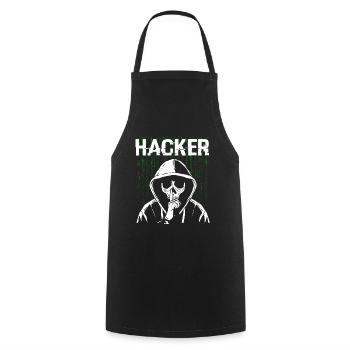 Hacker Skull Hacking Programmation Dark Net - Tablier de cuisine - noir - Devant - AI Model Male 185 dark (185cm)