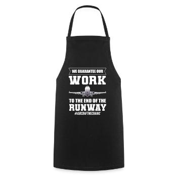 We Guarantee Our Work To The End Aircraft Mechanic - Cooking Apron - black - Front - AI Model Male 185 dark (185cm)