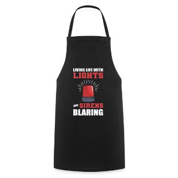 Living Life With Lights & Sirens Paramedic - Cooking Apron - black - Front - AI Model Male 185 dark (185cm)