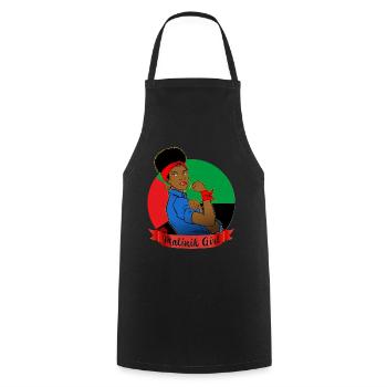 Femme Martiniquaise Drapeau Martinique - Tablier de cuisine - noir - Devant - AI Model Male 185 dark (185cm)