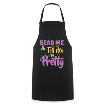 Bead Me & Tell Me I'm Pretty Mardi Gras Beads - Cooking Apron - black - Front - AI Model Male 185 dark (185cm)