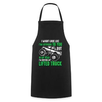 I Might Look Like I'm Listening To You Lifted - Cooking Apron - black - Front - AI Model Male 185 dark (185cm)