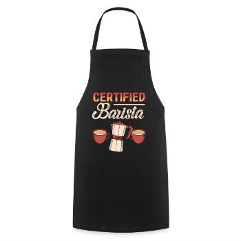 Café Barista certifié - Tablier de cuisine - noir - Devant - AI Model Male 185 dark (185cm)