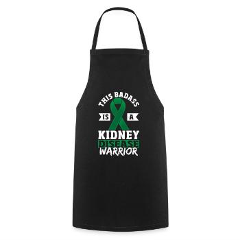 This Bad* Is A Kidney Disease Warrior Green Ribbon - Cooking Apron - black - Front - AI Model Male 185 dark (185cm)