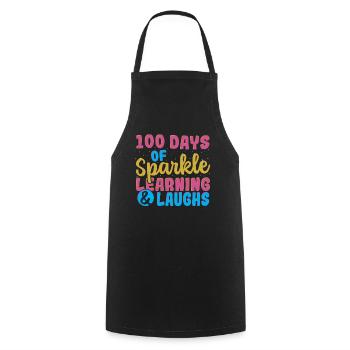 100 Days Of Sparkle Learning & Laughs 100 Days of - Cooking Apron - black - Front - AI Model Male 185 dark (185cm)