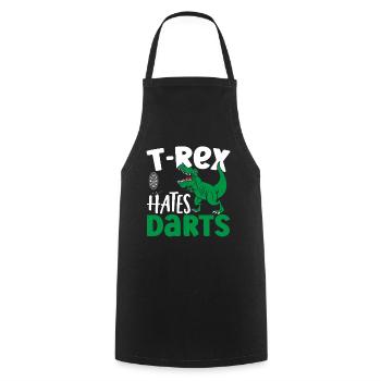 T-Rex hasst Darts T-Rex Dinosaurier-Liebhaber - Kochschürze - Schwarz - Vorne - AI Model Male 185 dark (185cm)