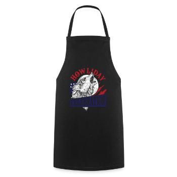 Wolf 4th of July American Flag Howling Wolves - Cooking Apron - black - Front - AI Model Male 185 dark (185cm)