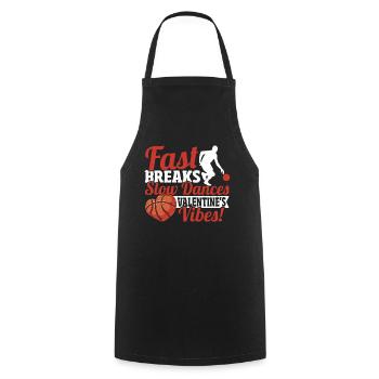 Couple de la Saint-Valentin de joueur de basket-ball - Tablier de cuisine - noir - Devant - AI Model Male 185 dark (185cm)