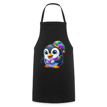 Cute Mardi Gras Penguin Disguise Carnival - Cooking Apron - black - Front - AI Model Male 185 dark (185cm)
