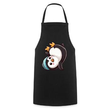 Penguin Headstand Chibi Cartoon Breakdance - Cooking Apron - black - Front - AI Model Male 185 dark (185cm)