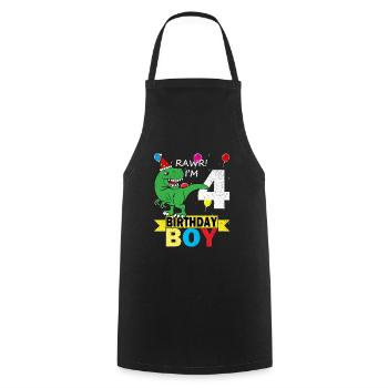 4 Jahre alt Geburtstag Dinosaurier T-Shirt - Kochschürze - Schwarz - Vorne - AI Model Male 185 dark (185cm)