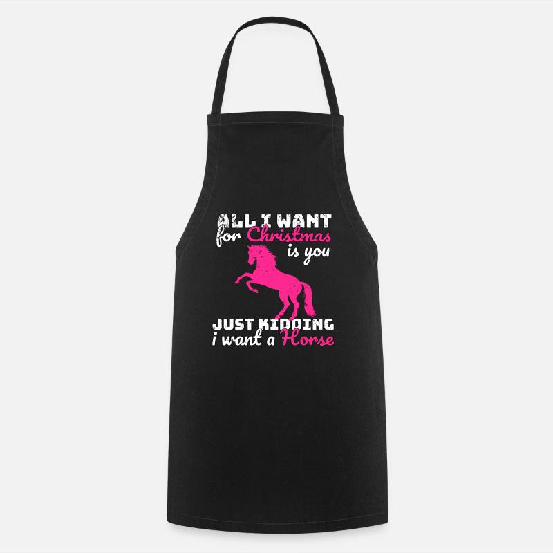Christmas horses riding spell - Cooking Apron - black