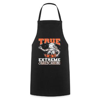 True Extreme Skateboarding Astronaut Funny Gift - Cooking Apron - black - Front - AI Model Male 185 dark (185cm)