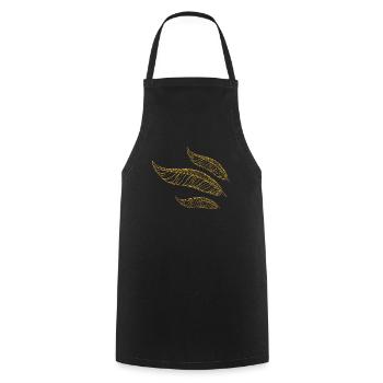 plumes dorées - Tablier de cuisine - noir - Devant - AI Model Male 185 dark (185cm)
