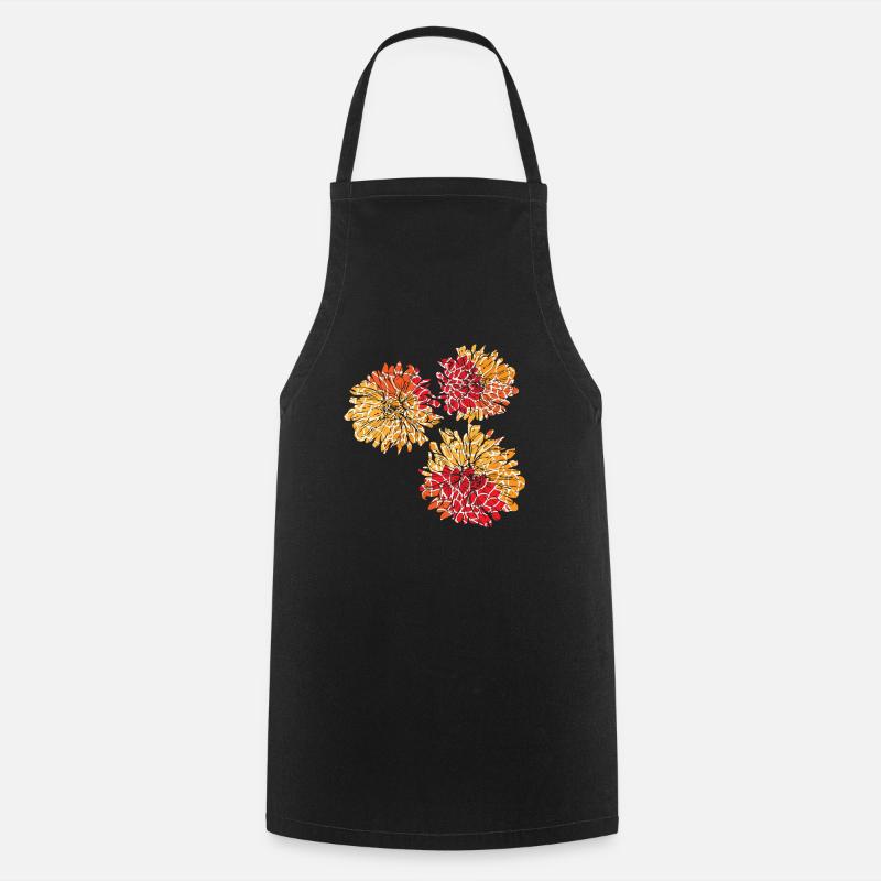 Blumen mit Blumen Muster - Kochschürze - Schwarz