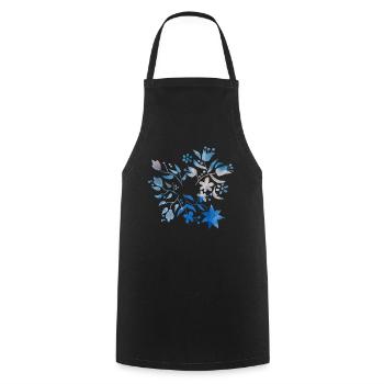 Fleurs et feuilles - Tablier de cuisine - noir - Devant - AI Model Male 185 dark (185cm)