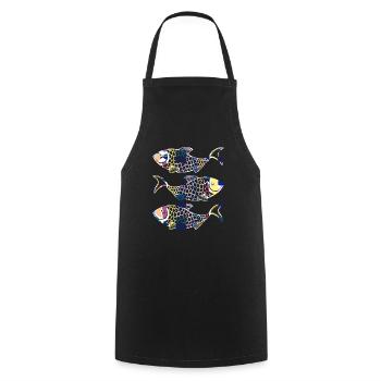 Poissons - Tablier de cuisine - noir - Devant - AI Model Male 185 dark (185cm)
