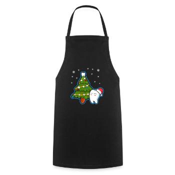 Dentiste Dents Sapins Noël Dentist - Tablier de cuisine - noir - Devant - AI Model Male 185 dark (185cm)
