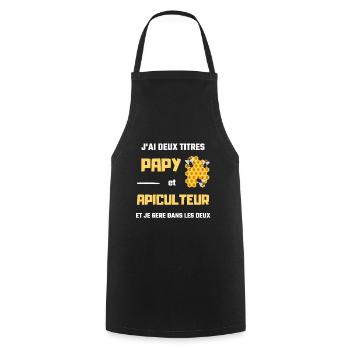 t shirt papy apiculteur humour apiculture homme - Tablier de cuisine - noir - Devant - AI Model Male 185 dark (185cm)