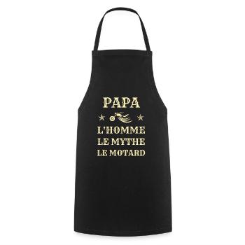 t shirt papa motard mythe humour moto homme biker - Tablier de cuisine - noir - Devant - AI Model Male 185 dark (185cm)