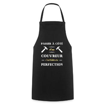 couvreur perfection humour couvreur humoristique - Tablier de cuisine - noir - Devant - AI Model Male 185 dark (185cm)