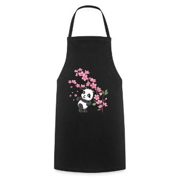 Panda Cherry Blossom Cherry Blossom Japanese Pandas - Cooking Apron - black - Front - AI Model Male 185 dark (185cm)