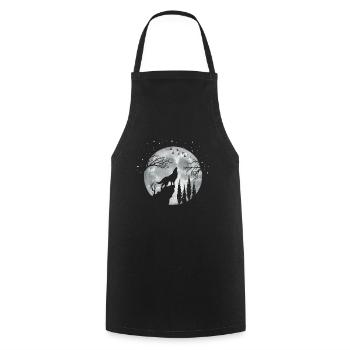 Wolf - Cooking Apron - black - Front - AI Model Male 185 dark (185cm)