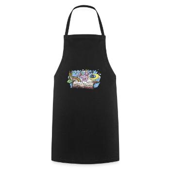 Bookworm Bookworm Book Reading - Cooking Apron - black - Front - AI Model Male 185 dark (185cm)