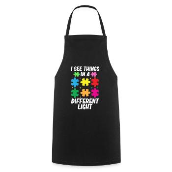 Autism Autistic - Cooking Apron - black - Front - AI Model Male 185 dark (185cm)