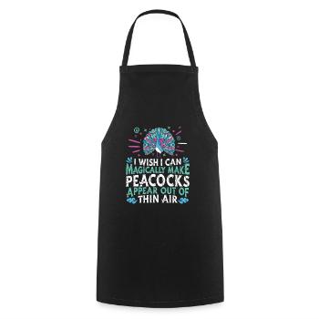 Peacock Bird - Cooking Apron - black - Front - AI Model Male 185 dark (185cm)
