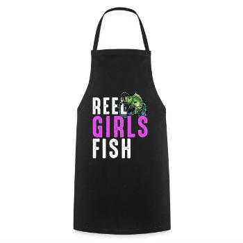 Rolle Mädchen Fisch Weibliche Frauen Bass Angeln Retro - Kochschürze - Schwarz - Vorne - AI Model Male 185 dark (185cm)