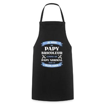 papy bricoleur cool humour bricolage homme cadeau - Tablier de cuisine - noir - Devant - AI Model Male 185 dark (185cm)