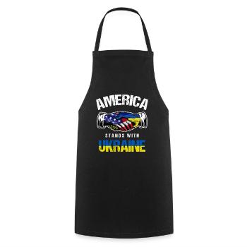 America Stands With Ukraine USA Ukrainian Flag - Cooking Apron - black - Front - AI Model Male 185 dark (185cm)