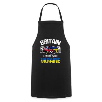 Britain Stands With Ukraine UK Ukrainian Flag - Cooking Apron - black - Front - AI Model Male 185 dark (185cm)