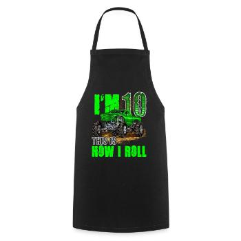 10th Birthday Monster Truck For Boys & Girls 10 - Cooking Apron - black - Front - AI Model Male 185 dark (185cm)