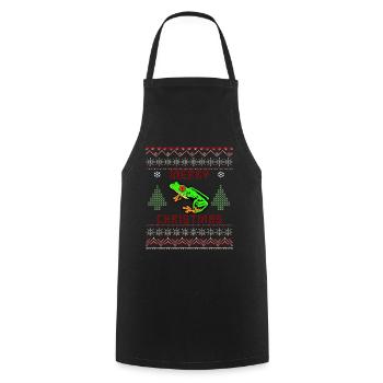 Red Eyed Tree Frog Ugly Christmas Sweater Design - Cooking Apron - black - Front - AI Model Male 185 dark (185cm)