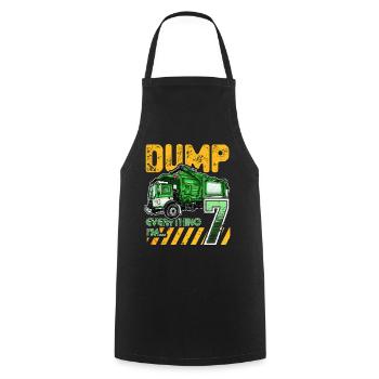 Garbage Truck 7th Birthday 7 Years Old Birthday - Cooking Apron - black - Front - AI Model Male 185 dark (185cm)