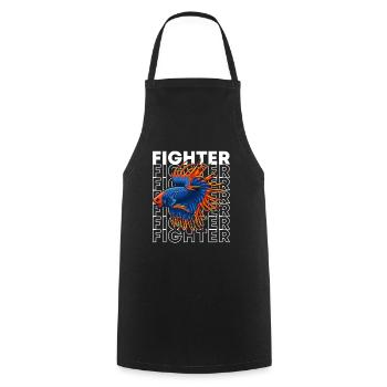 Betta Fish 80's Style Siamese Fighting Fish - Cooking Apron - black - Front - AI Model Male 185 dark (185cm)