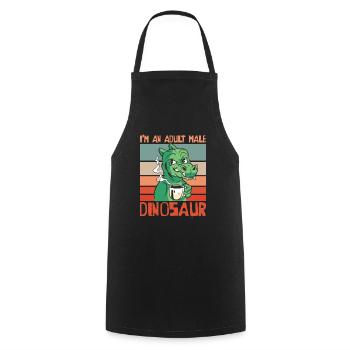 Dinosaurier Kaffee Erwachsener Dinosaurier - Kochschürze - Schwarz - Vorne - AI Model Male 185 dark (185cm)