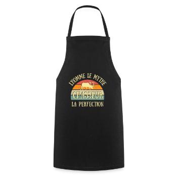 chasseur homme perfection humour chasse cerf drole - Tablier de cuisine - noir - Devant - AI Model Male 185 dark (185cm)