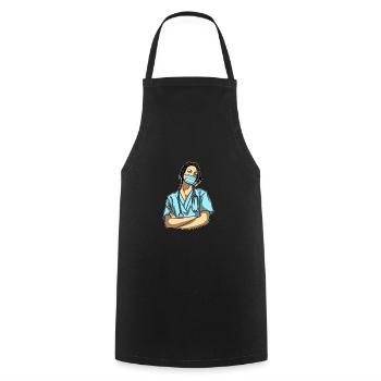 Infirmier - Tablier de cuisine - noir - Devant - AI Model Male 185 dark (185cm)