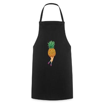 Attacher l’ananas - Tablier de cuisine - noir - Devant - AI Model Male 185 dark (185cm)