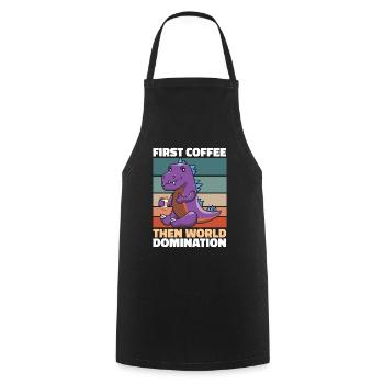 Dinosaurier Kaffee - Kochschürze - Schwarz - Vorne - AI Model Male 185 dark (185cm)